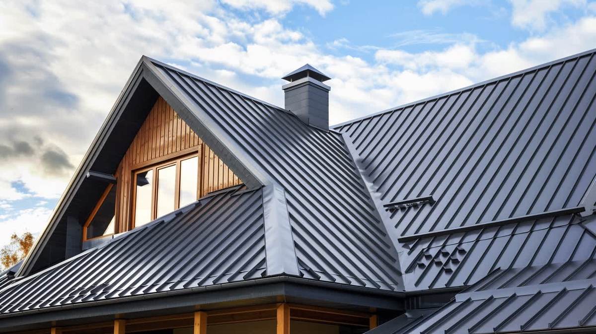 Seferihisar EPDM Kauçuk Çatı – antrasit kenet sistem metal çatıyla kaplanmış müstakil ev